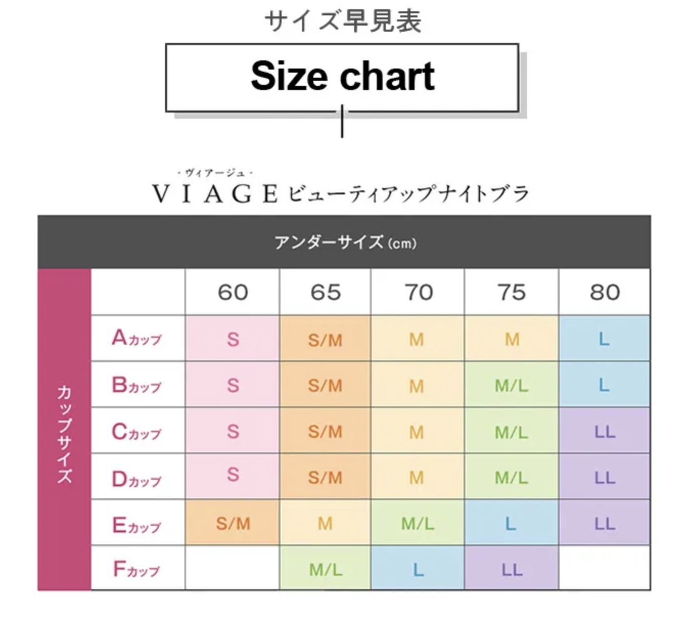 viageのサイズ表